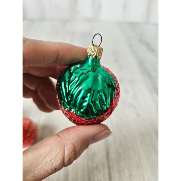 Vintage strawberry glass ornament set Xmas tree Columbia - Picture 10 of 14